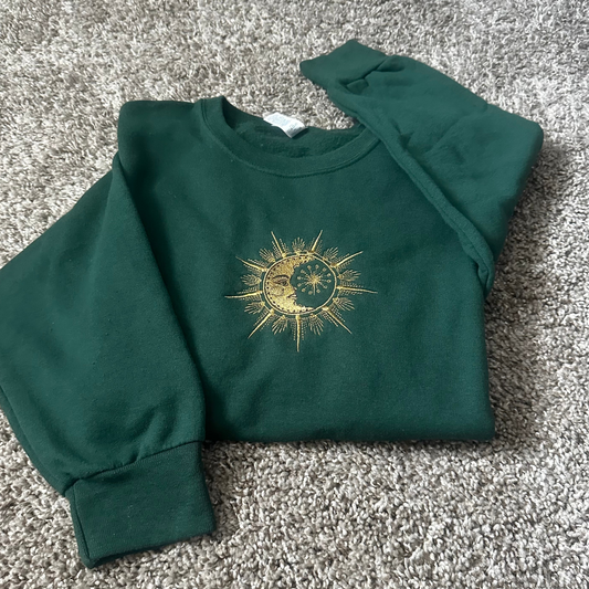 Sun and Moon Embroidered Sweatshirt, Sun and Moon Crewneck, Sun & Moon Celestial Sweatshirt