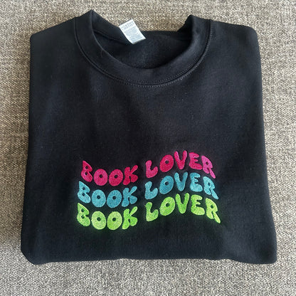 "Book Lover" Neon Embroidered Sweatshirt