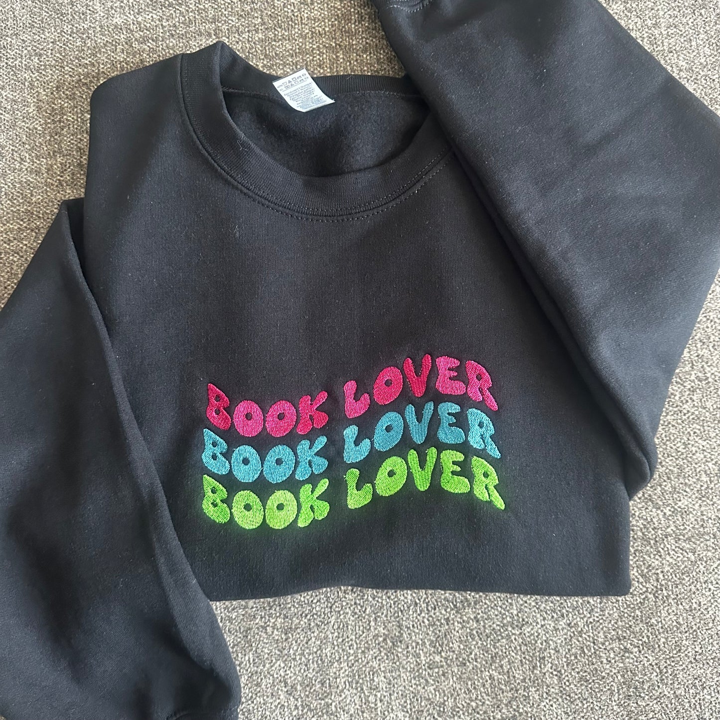 "Book Lover" Neon Embroidered Sweatshirt