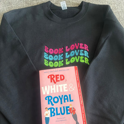 "Book Lover" Neon Embroidered Sweatshirt